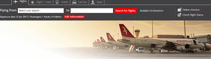 Air Arabia's website