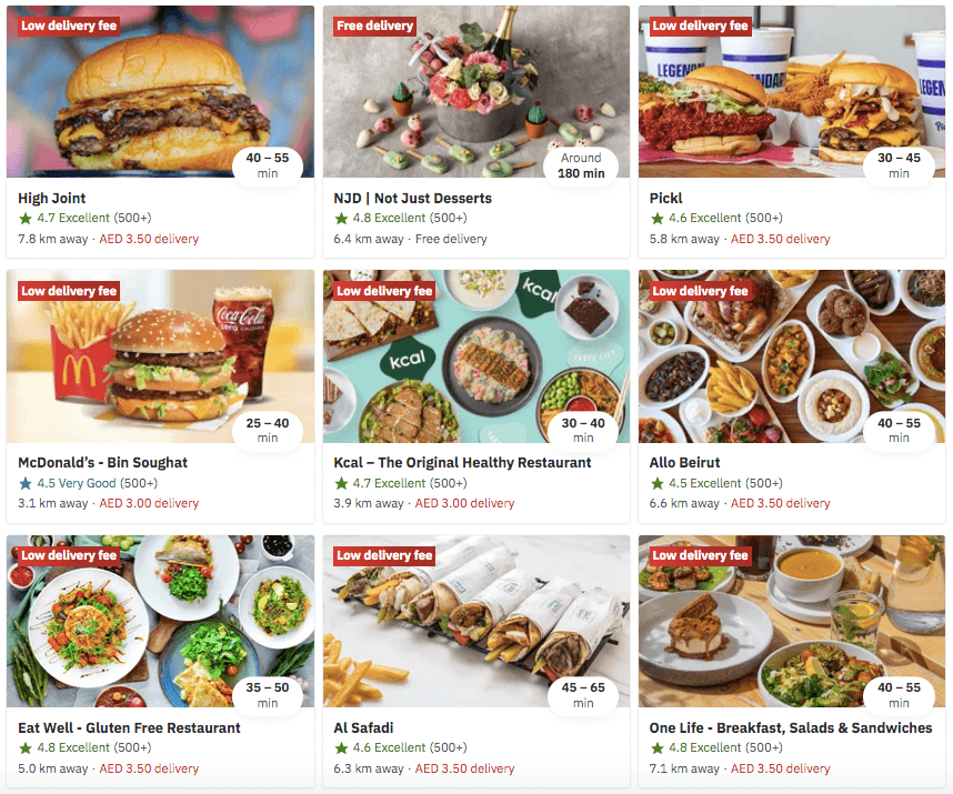 Deliveroo UAE restaurants