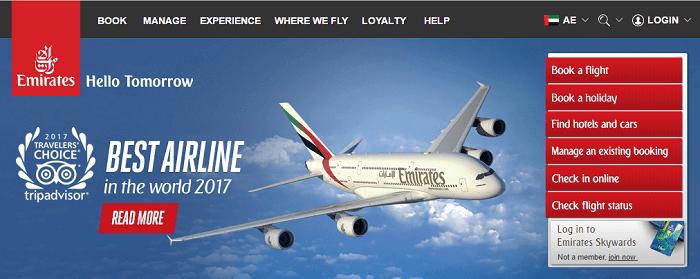 Emirates' main site