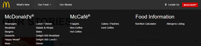 McDonald's categories