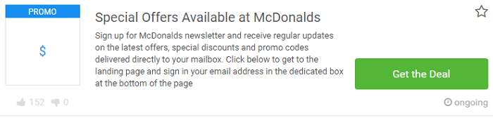 promotional coupons McDonald's