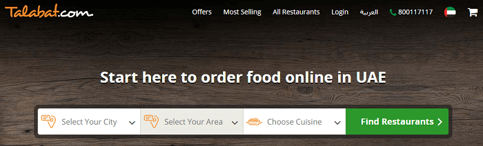 Talabat's website