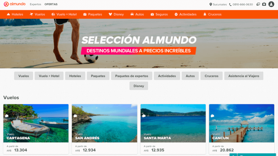 página de la tienda