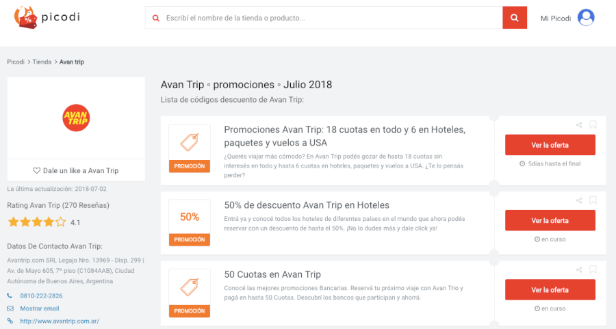 ofertas avan trip picodi