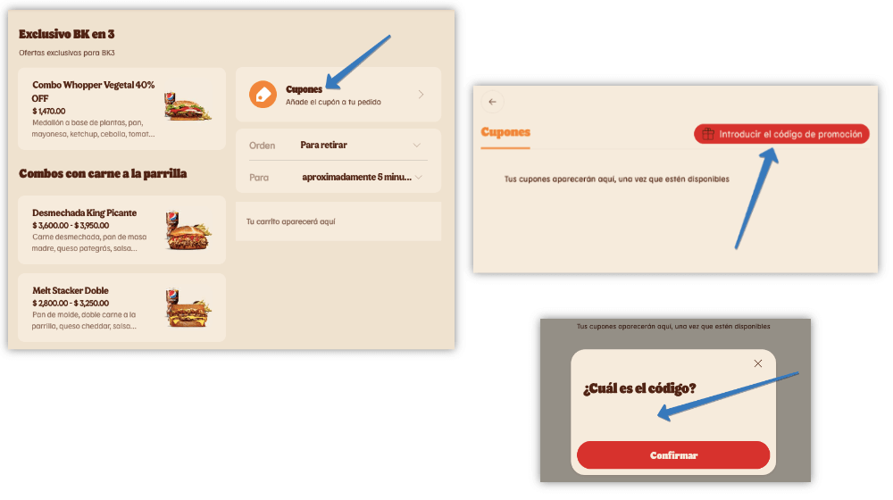 Dónde ingresar el código promocional Burger King en la página web