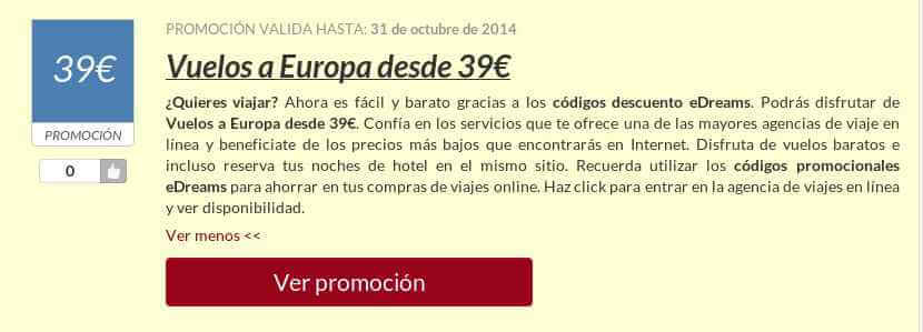 Codigo Promocional edreams Ejemplo de Código Descuento edreams