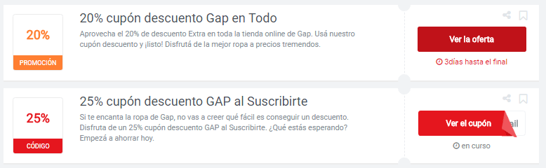 códigos descuento Gap