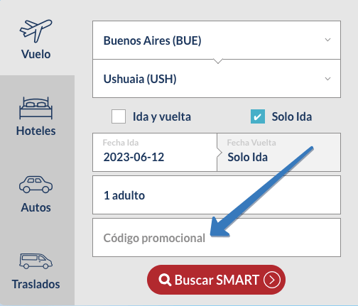 Dónde ingresar el código promocional JetSmart en la página web