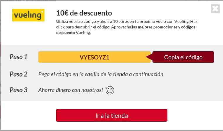 Cupón de Descuento Vueling Ejemplo de Código Descuento Vueling