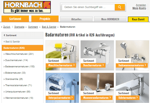 Die Produkte der höchsten Qualität sind im Sortiment bei HORNBACH