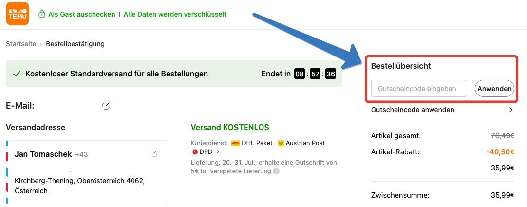 Wie kann man den Temu Gutschein einlösen?