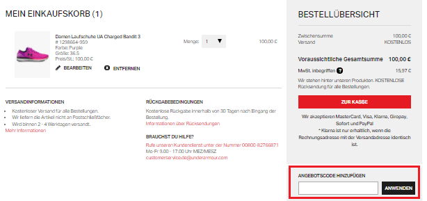 Under Armour Angebotscode