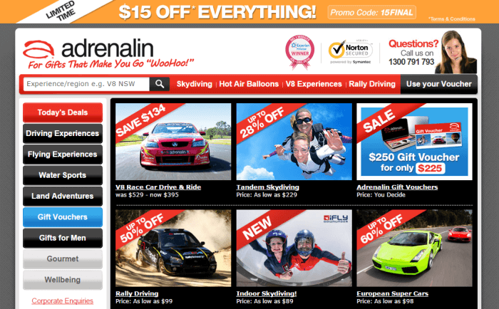 Adrenalin's front page Adrenalin's coupon codes and deals