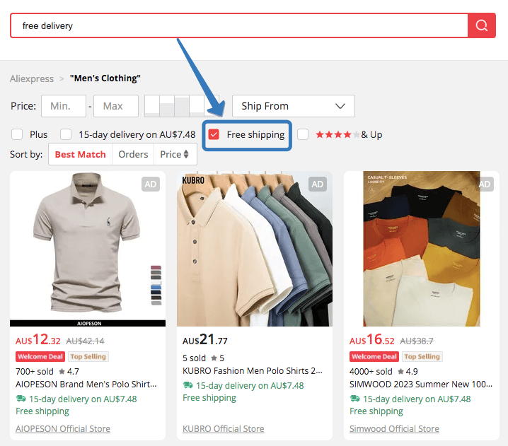 AliExpress free delivery