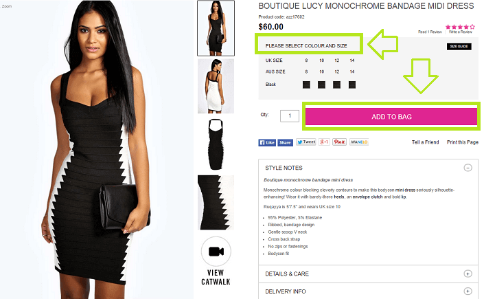 Boohoo shopping process Boohoo dress