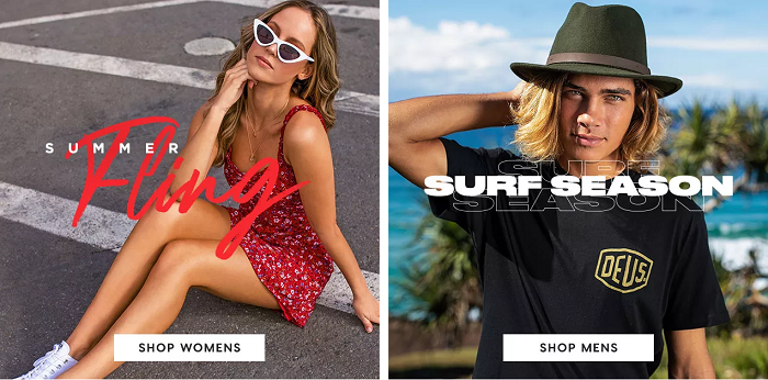 Range of products at City Beach