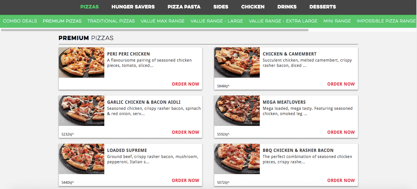 Dominos traditional premium pizzas