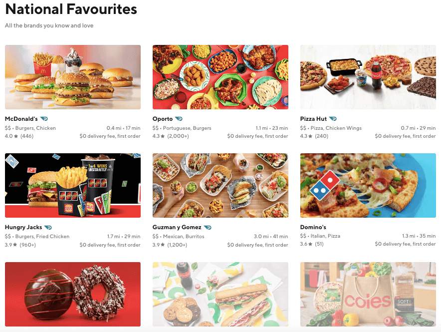 DoorDash Australia restaurants