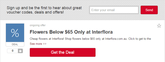 click the deal and start shoppng get the deal at Interflora