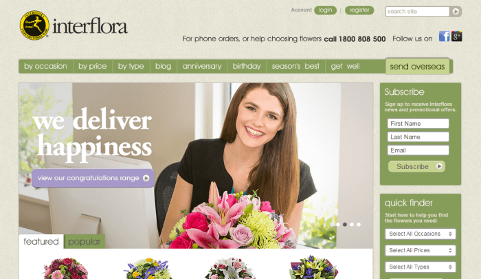 Interflora's homepage Interflora coupon codes