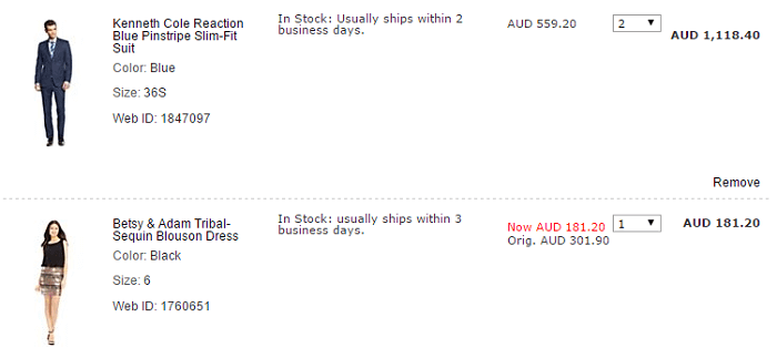 in the Macy's shopping basket Macy's basket