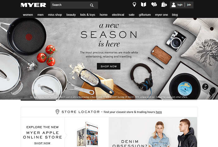 Myer's home page shop with Myer coupon codes