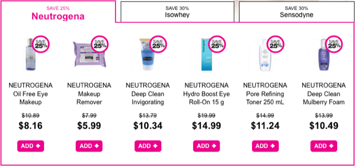 Priceline Neutrogena products