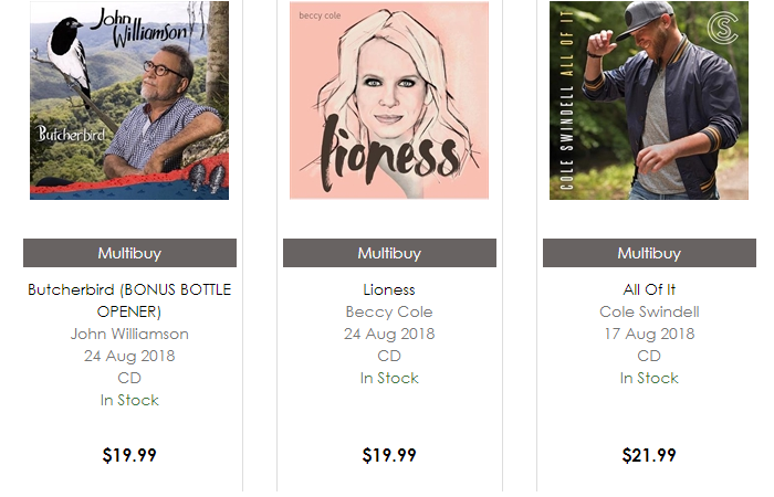 Petic country music available at Sanity