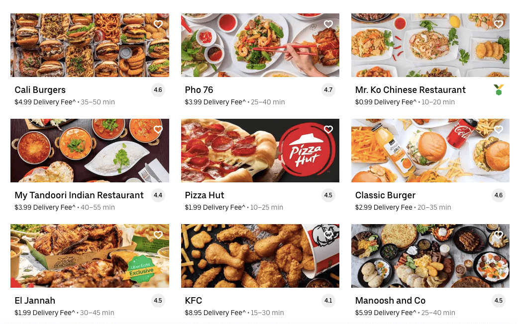 Uber Eats local restaurant deals