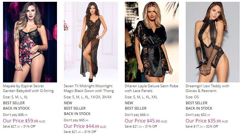 Sexy lingerie at Wild Secrets