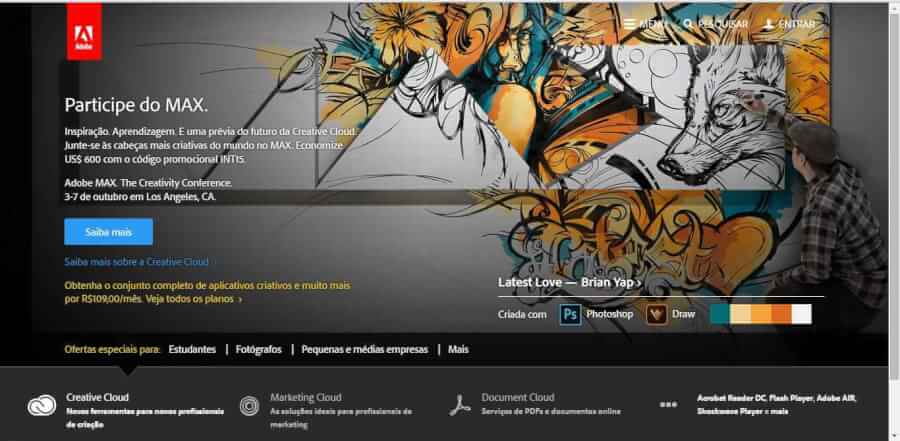 imagem da pagina inicial Adobe imagem da pagina inicial Adobe