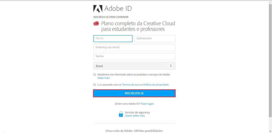 imagem da Tela Plano Adobe imagem da Tela Plano Adobe