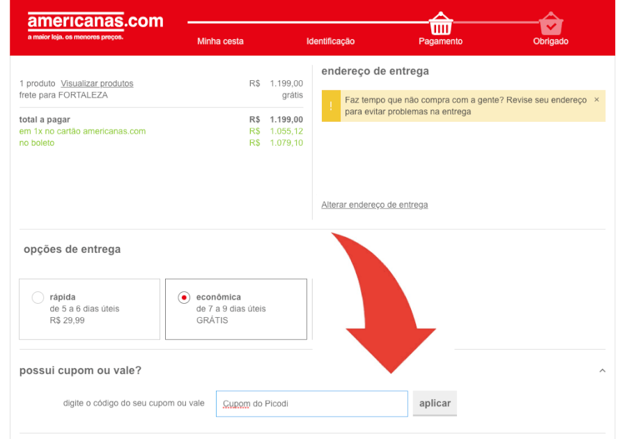 Cupom desconto Americanas
