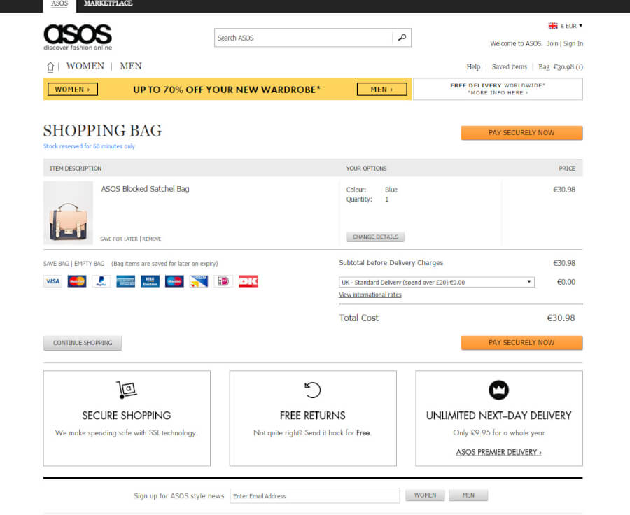 Carrinho de Compras Asos