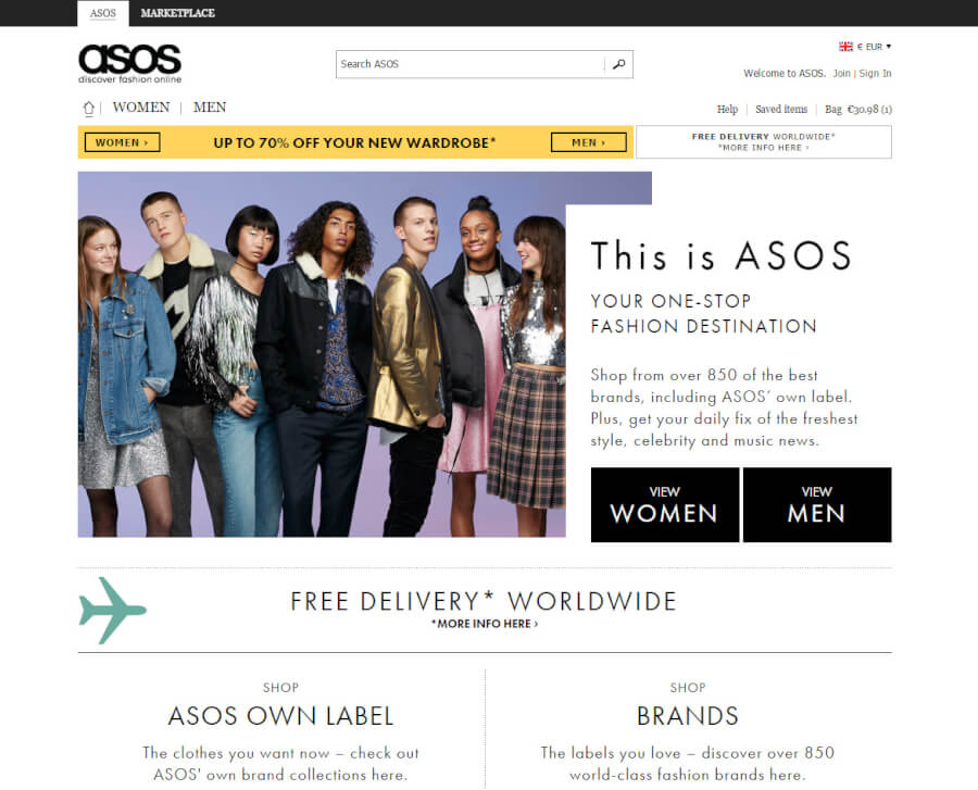 Página Principal Asos