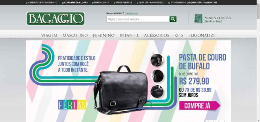 imagem da pagina inicial Bagaggio imagem da pagina inicial Bagaggio