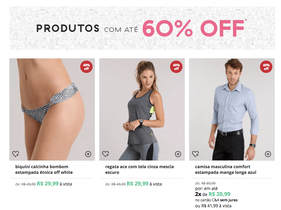 Promoção C&A até 60% OFF