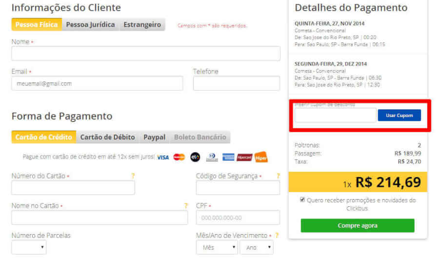 como usar o cupom de desconto ClickBus como usar o cupom de desconto ClickBus