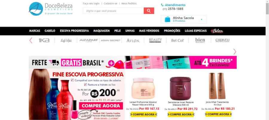 pagina inicial Doce Beleza pagina inicial Doce Beleza