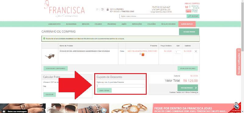 Cupom de desconto Francisca Joias Cupom de desconto Francisca Joias