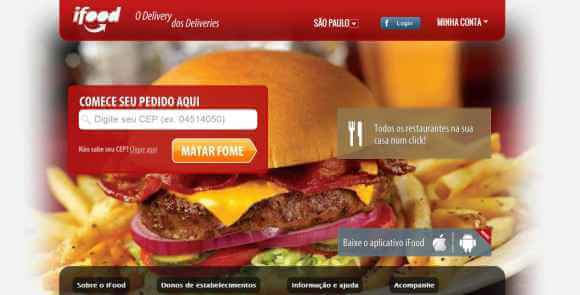 página inicial iFood página inicial iFood