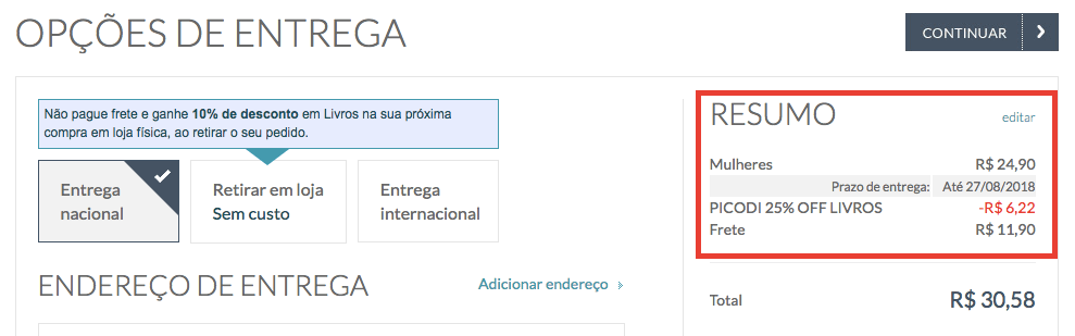 Onde aplicar código no carrinho