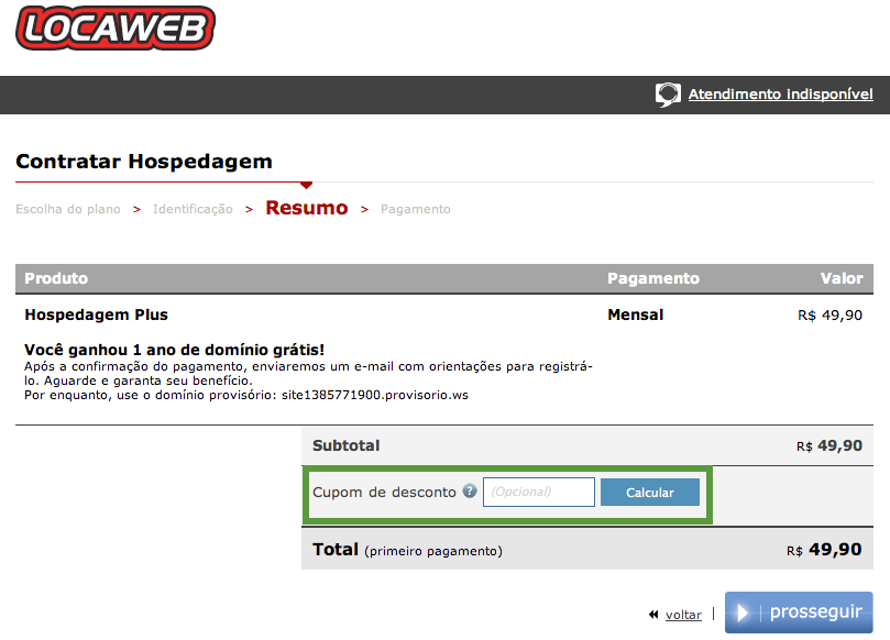 Como utilizar o cupom de desconto LOCAWEB Como utilizar o cupom de desconto LOCAWEB
