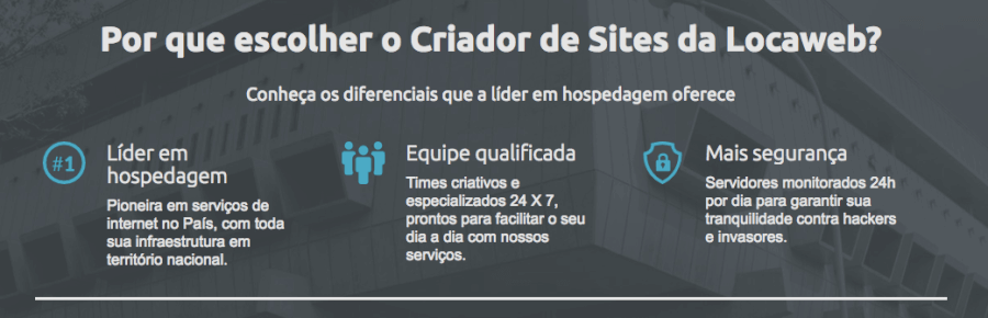 Por que Locaweb? Vantagens Locaweb