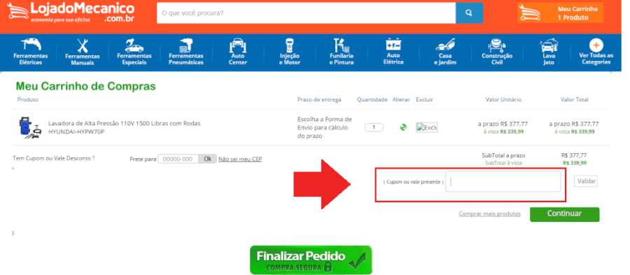 Cupom Loja do Mecânico Cupom de desconto Loja do Mecânico