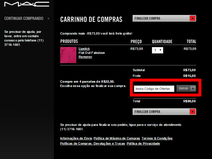 MAC Cosméticos Cupom