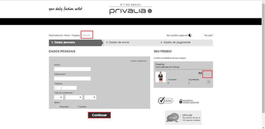 Carrinho Privalia Carrinho Privalia