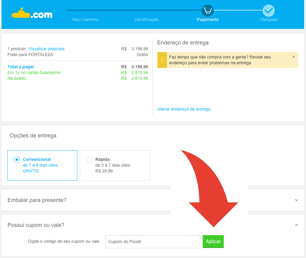 Como usar cupom Submarino