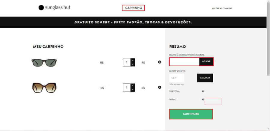 Como utilizar o cupom de desconto Sunglass Hut Como utilizar o cupom de desconto Sunglass Hut