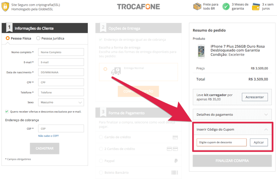 Onde usar cupom Trocafone